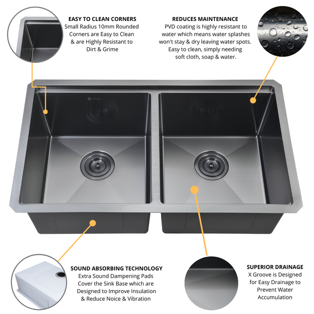 33 in. Undermount Double Bowl Gunmetal Black Stainless Steel Kitchen Sink with Rolling Drying Rack